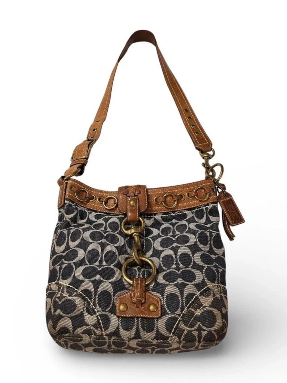 Coach Legacy Denim Shoulder Bag, Vachetta Leather Trim, Brass Hardware, Ltd. Ed.
